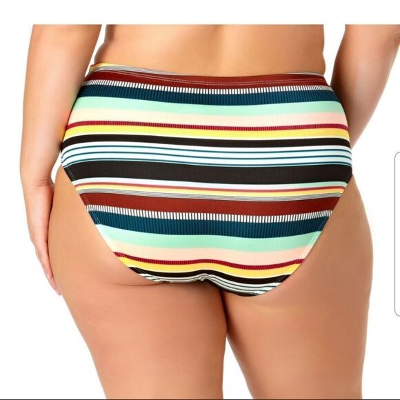 Allure By Img Striped High Waist Bikini Bottom - Picture 3 of 6